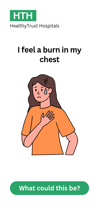 person clutching in pain at her chest
